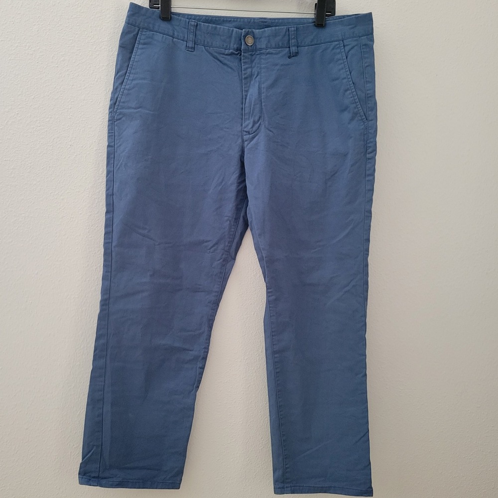 Bonobos 35x30 Slim Stretch Chinos Pants Mens Blue Cotton Blend Trousers - Picture 2 of 9